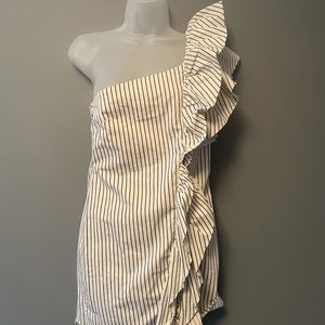 Zara denim one shoulder dress